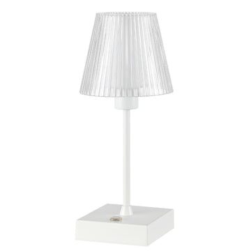 Oscar 12.5" Modern Industrial Rechargeable/Cordless Iron/Acrylic Integrated LED Table Lamp with Ribbed Shade - JONATHAN Y